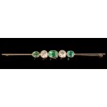 Emerald and diamond brooch