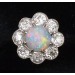 Opal and diamond ring