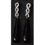 Onyx and diamond drop earrings