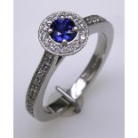 Sapphire and diamond cluster ring