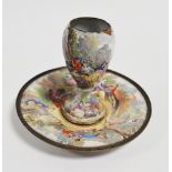 Viennese enamel vessel and stand