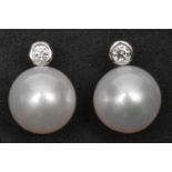 Pearl and diamond earrings