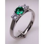 Emerald and diamond ring