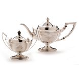 American silver teapot and covered sugar bowl