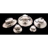 Five silver inkwells