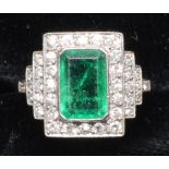 Emerald and diamond ring