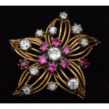 Ruby and diamond brooch