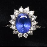 Tanzanite and diamond cluster ring