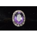 Amethyst and diamond cluster ring