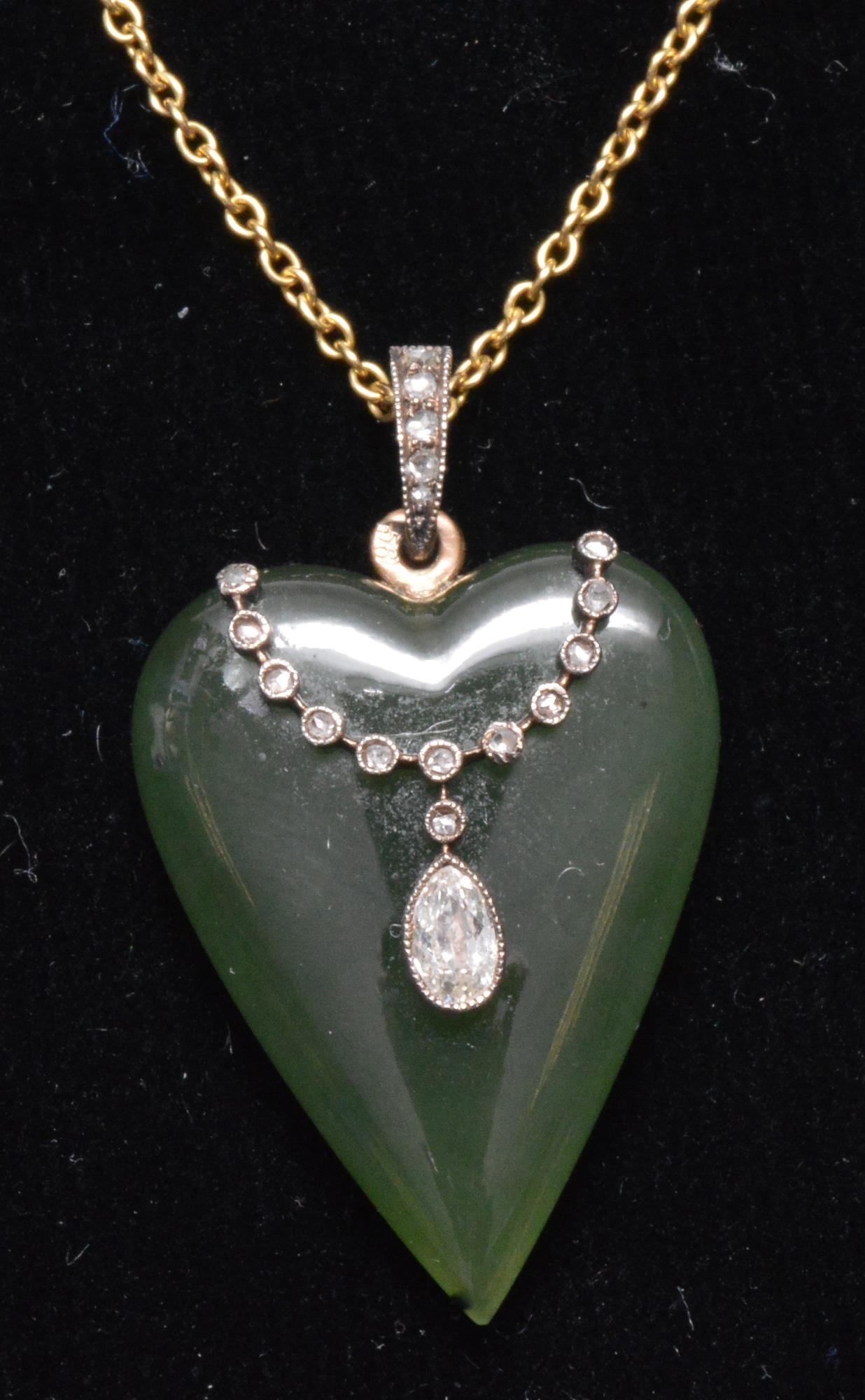 Jade and diamond pendant