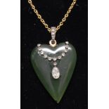 Jade and diamond pendant