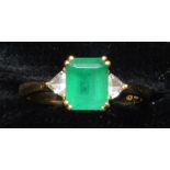 Emerald and diamond ring