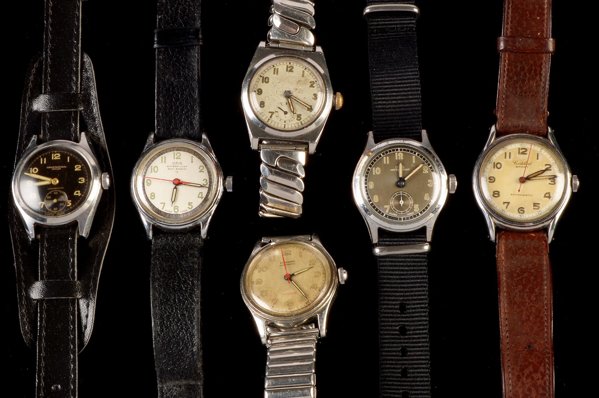 Six vintage wristwatches.