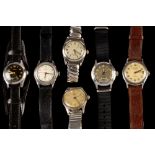 Six vintage wristwatches.