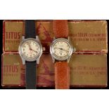 Two Titus Geneve stainless steel wristwatches.