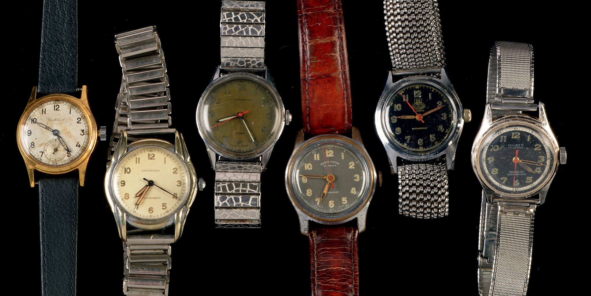 Six vintage wristwatches.