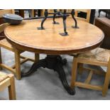 A Victorian mahogany tilt top breakfast table raised on a turned column and shaped legs