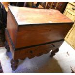 19th century mahogany blanket chest on a painted stand with two drawers