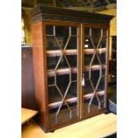 Mahogany bookcase with astragal glazed doors enclosing three shelves