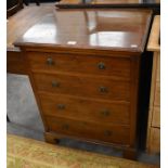 A small 19th century mahogany chest of four drawers raised on bracket feet