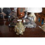 Two rearing cast metal horse figures on marble bases, to/w a heavy brass 'Transvaal Money Box' of