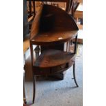 Small mahogany two tier corner washstand