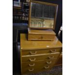 1960/70's G-Plan chest of four long drawers to/w 1970's rectangular dressing table mirror on