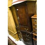 Mahogany serpentine front cabinet on chest (A/F)