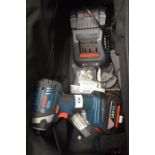 A Bosch GDR 18LI impact cordless drill in case, to/w a cased Erbauer SDS cordless 24V drill (2) [