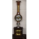 A Metamec triple-train anniversary clock and a teak cased banjo barometer (2)