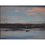 Douglas Anderson (b 1934) -  'Ballynahinch Lake and Old Castle',  oil on board, signed lower left,