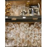 Two boxes of drinking glasses, other glass, EP wares etc (2)