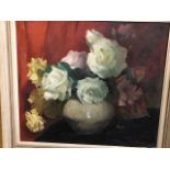 Colin Campbell - Still life study of roses in a vase, oil on canvas, signed lower right