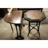 A mahogany sutherland table to/w a walnut and ebonised octagonal occasional table (2)
