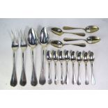 A large pair of Austro-Hungarian 800 grade serving spoons and forks, to/w eight matching