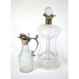 A George IV thumbnail-cut glass small jug with silver collar, handle and hinged cover, Samuel