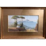 M Gianni - Italian view of Bay of Naples, gouache, signed lower left, 15 x 27 cm