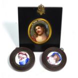 A 19th century Continental oval porcelain plaque depicting Jesus Christ with Crown of Thorns, in