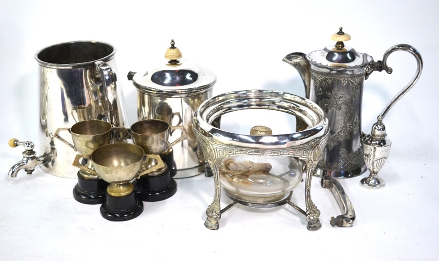 A three-piece silver condiment set, to/w various electroplated items, include two cruet stands, - Image 2 of 3