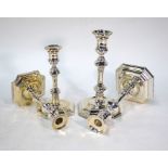 Two pairs of epns baluster candlesticks in the Georgian manner, 24 cm and 20 cm high