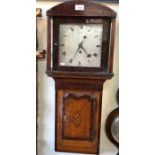 A George III mahogany cross-banded oak hooded wall clock, the 8-day single fusee four pillar