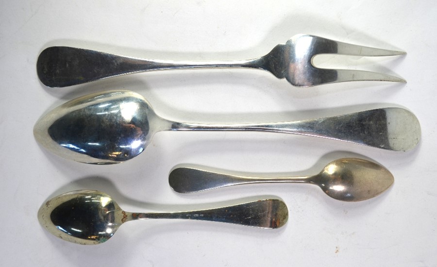 A large pair of Austro-Hungarian 800 grade serving spoons and forks, to/w eight matching - Image 2 of 2