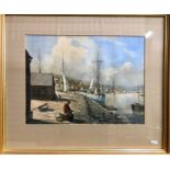 D McGill - The quay, Falmouth Cornwall, watercolour, signed lower right, 30 x 39 cm