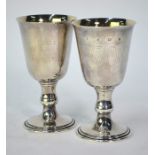 A pair of silver goblets on baluster stems, Francis Howard Ltd., Sheffield 1997, 9.3 oz, 14 cm