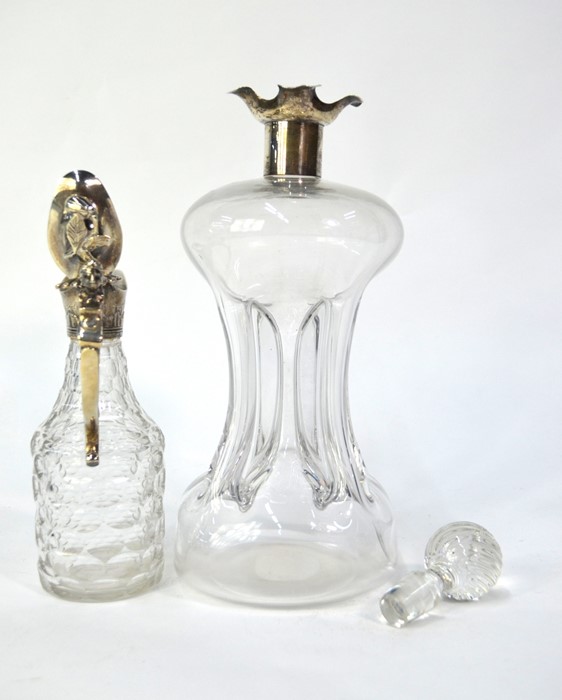 A George IV thumbnail-cut glass small jug with silver collar, handle and hinged cover, Samuel - Image 2 of 2