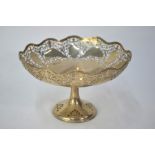 A Sheraton Revival silver fruit comport with foliate piercing, on flared stem, William Hutton &