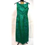 Jean Allen - A 1970s Jean Allen brocade evening dress with undulating vibrant green/turquoise design