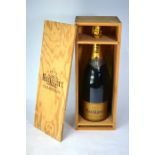 An empty Jereboam of Ruinart Brut champagne, in pine caseNo warranty offered as to the condition
