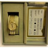 A lady's 9ct gold Longines Regence wristwatch with quartz movement and textured mesh bracelet strap,