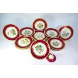 A Victorian Staffordshire china fruit service each piece individually painted with a floral
